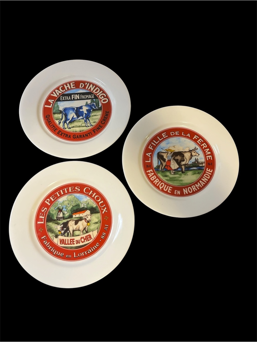 Vintage Restoration Hardware French Cheese Plates Set of 3 Farmhouse Decor